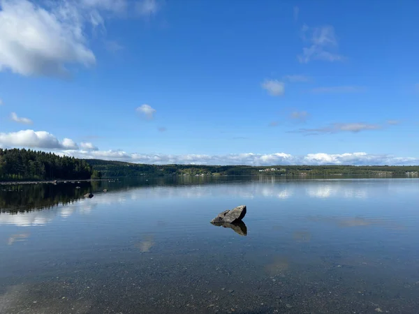 Paysage Avec Vue Sur Lac Nord Suède — Photo