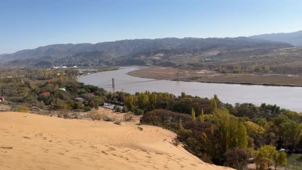 Çin Ningxia Daki Sarı Nehir — Stok video