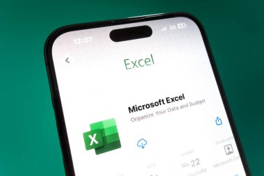 Nanning, Çin - 26 Şubat 2024. Akıllı telefondan Microsoft Excel uygulaması. Microsoft Excel Microsoft tarafından geliştirilen bir hesap tablosu düzenleyicisidir..