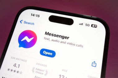 Nanning, Çin - 26 Şubat 2024. Ulak uygulama simgesi. Meta Messenger, Meta-Messenger tarafından geliştirilen bir Amerikan mesajlaşma uygulaması..