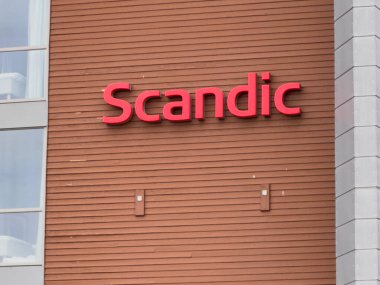 Trondheim, Norveç - 9 Ağustos 2024. Scandic Hotel, merkezi Stockholm 'de bulunan İsveç merkezli bir otel zinciri.
