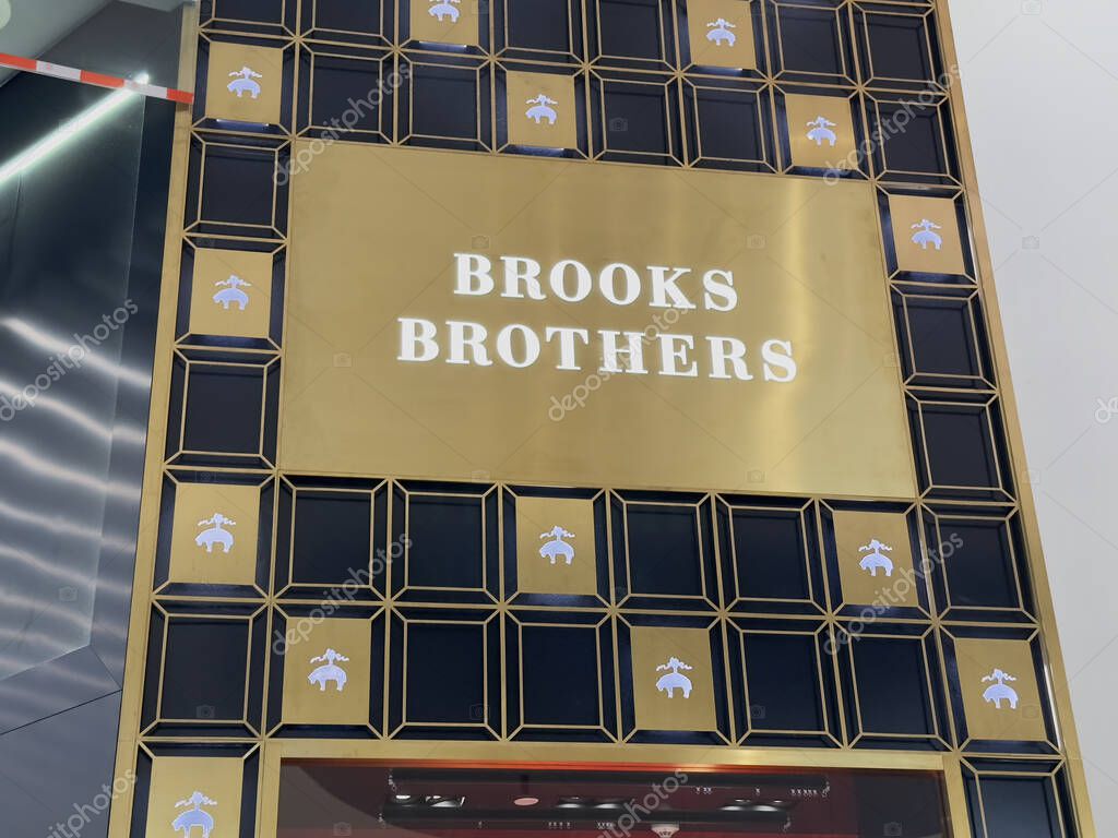 Chongqing, China - Dec 5,  2023: Brooks Brothers store logo. Brooks Brothers is a high-end American luxury fashion company.