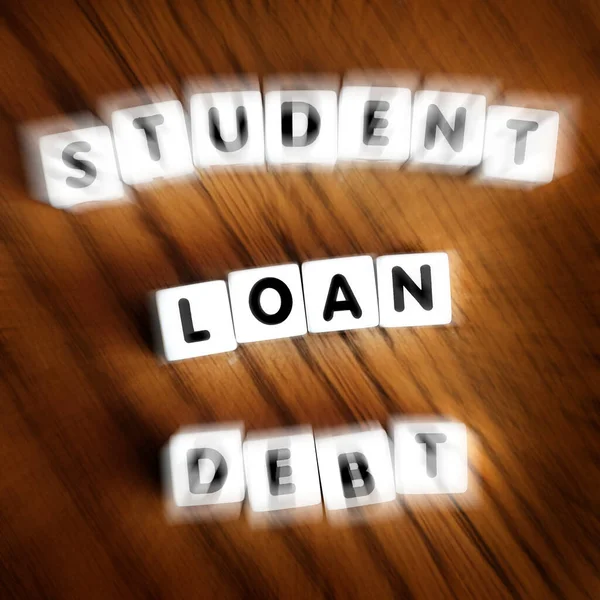 Empréstimo Estudantil Palavras Dívida Letras Bloco Dados Que Representam Pagamentos — Fotografia de Stock