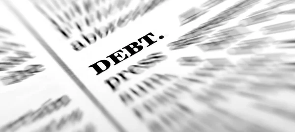 Word Debt Definition Dictionary Finances Money — Stock Photo, Image
