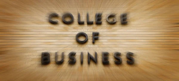 Szczegóły College Business Edukacji Znak University Brick Wall Building Zoom — Zdjęcie stockowe