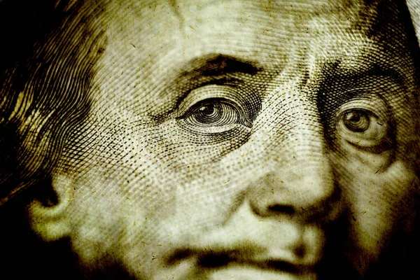 Honderd Dollar Bill Amerikaans Geld Amerikaanse Denominatie Rijkdom Oud Verweerd — Stockfoto