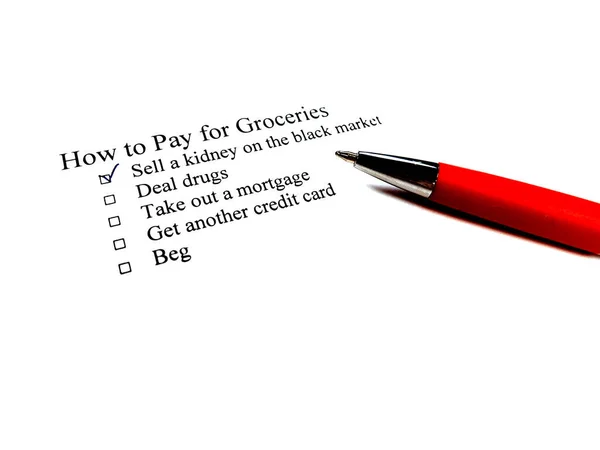 How Pay Groceries Checklist Paper Due Inflation Making People Desparate — Stock Photo, Image