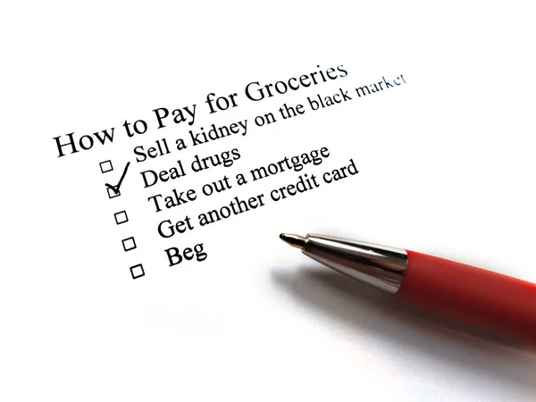 Hoe Betalen Voor Boodschappen Checklist Papier Als Gevolg Van Inflatie — Stockfoto