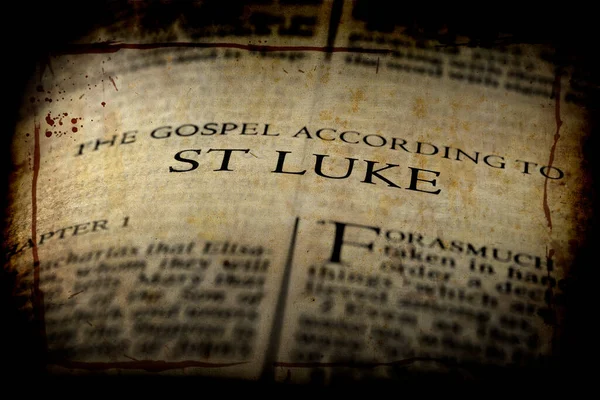 Біблія Новий Заповіт Християнські Вчення Євангеліє Святий Лука Старий Вивітрюваний — стокове фото