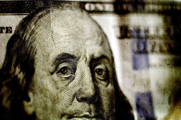 Stodolarové Bankovky Americké Peníze Americká Denominace Bohatství Staré Ošlehaný Texturované — Stock fotografie