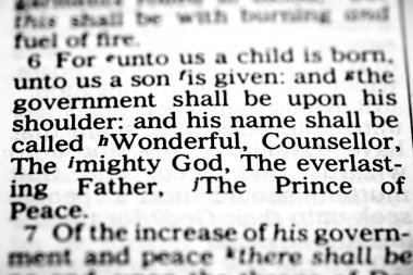 İsa Mesih 'in doğumuyla ilgili İncil yazıtları ve dünyanın kurtarıcısı.