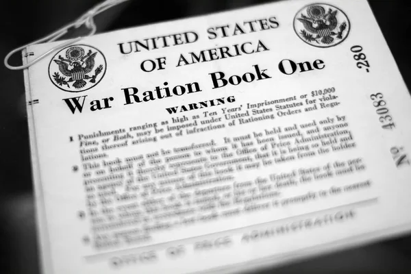Libro Libretto Razionamento Guerra Vintage Seconda Guerra Mondiale — Foto Stock