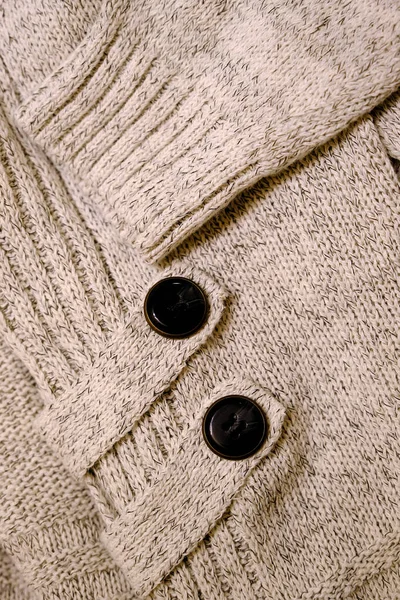 Detailní Záběr Svetru Knoflíky Textury Oblečení — Stock fotografie