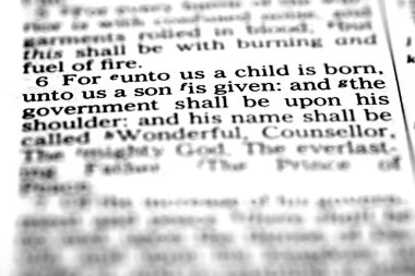 İsa Mesih 'in doğumuyla ilgili İncil yazıtları ve dünyanın kurtarıcısı.