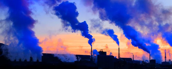 Fumaça Poluição Plano Fator Com Céu Ruim Para Meio Ambiente — Fotografia de Stock