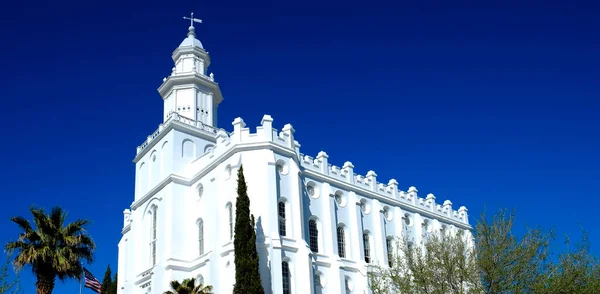 George Utah Mormon Lds Tapınağı Beyaz Taştan Kilise Dini — Stok fotoğraf