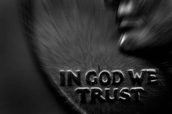 Coin Silver American Money Words God Trust Cash Wealth Zoom — Stock Photo, Image