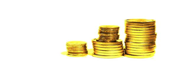 Stos Starych Złotych Monet Ułożonych Reprezentujących Bogactwo Sukces Bogactwa — Zdjęcie stockowe