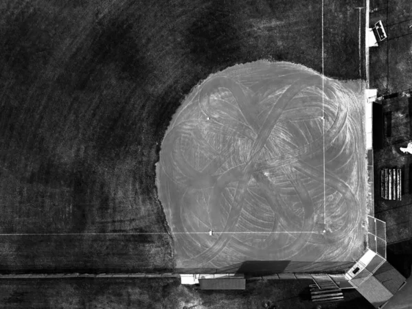 Вид Воздуха Беспилотника Летящего Над Открытым Городским Бейсбольным Полем — стоковое фото