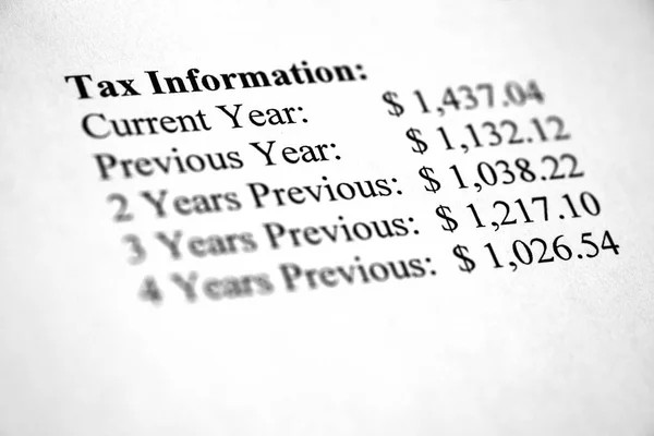 Documento Evaluación Fiscal Los Impuestos Sobre Bienes Inmuebles Adeudados Pagar —  Fotos de Stock