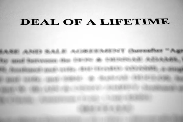 Συμφωνία Μιας Ζωής Έγγραφο Για Την Ευκαιρία Στην Επιχείρηση Την — Φωτογραφία Αρχείου