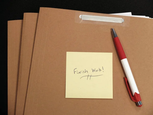 Office Files Desk Pen Note Get Work Done Finished — Fotografia de Stock