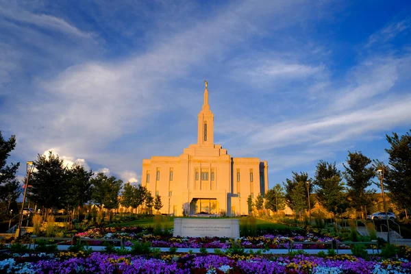 Pocatello Idaho Lds Mormon Latter Day Saint Temple Sky Clouds — Stock fotografie