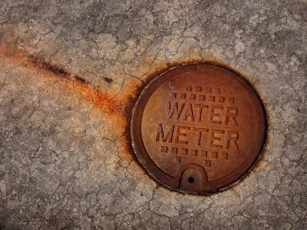 Detail Weathered Rusted Water Meter Cover Texture — Stock Photo, Image