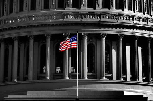 Estados Unidos Capitólio Edifício Washington Edifício Público Com Bandeira Americana — Fotografia de Stock
