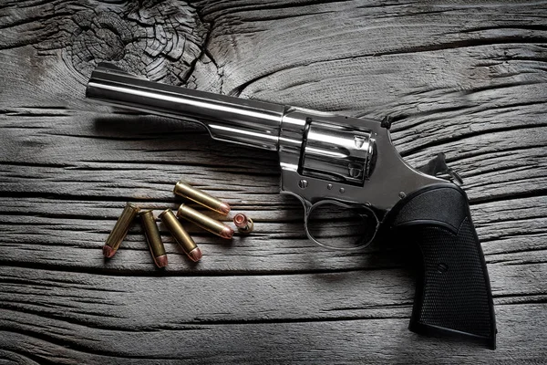 Pistolas Pistolas Armas Textura Madeira Velhas Para Autodefesa — Fotografia de Stock