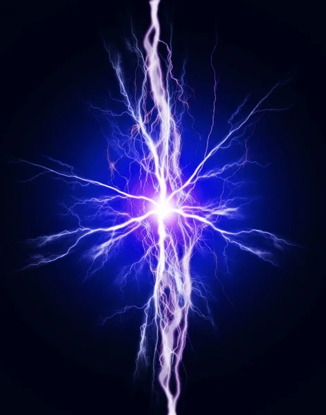 Explosion Reiner Kraft Und Elektrizität Den Dunklen Plasmabolzen Schockierender Energie — Stockfoto