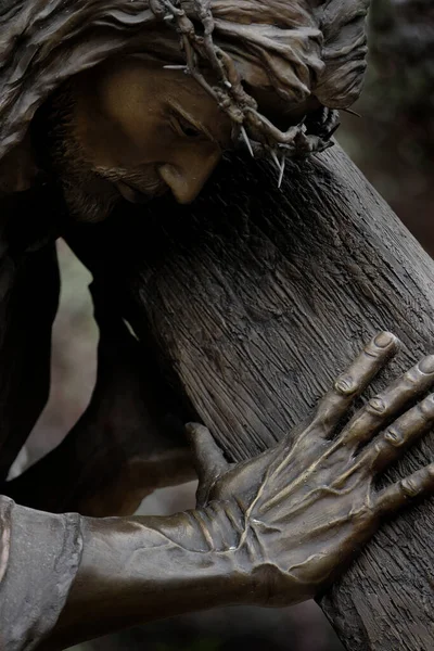 Статуя Иисуса Христа Спасителя Мира Терновым Венцом Креста Распятия Воскресения — стоковое фото