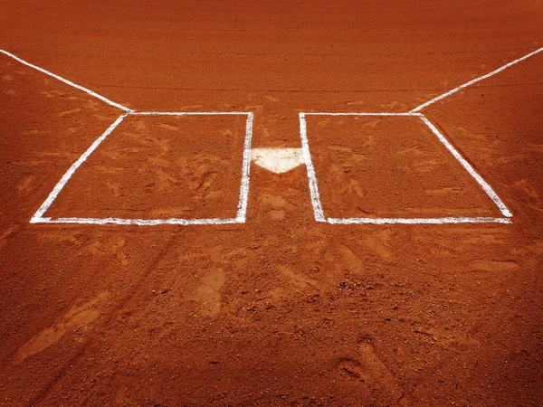 Baseball Bázis Vagy Plat Fehér Ellen Sötét Piszok Verseny Játék — Stock Fotó
