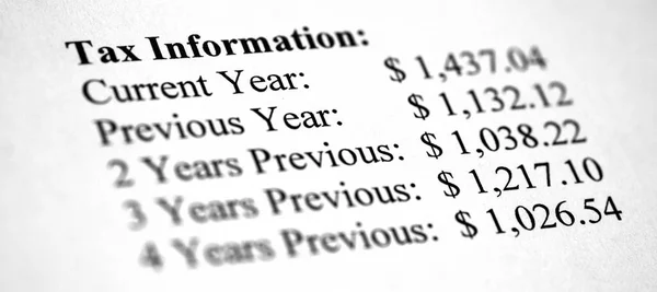 Documento Evaluación Fiscal Los Impuestos Sobre Bienes Inmuebles Adeudados Pagar —  Fotos de Stock