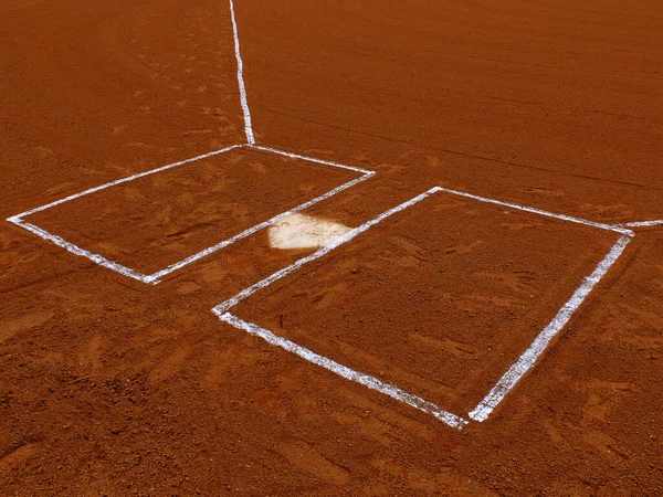 Baseball Basis Oder Platt Weiß Gegen Einen Dunklen Schmutz Für — Stockfoto