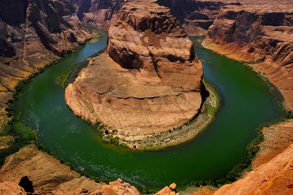 Horseshoe Bend Famous View Green Colorado River Canyon Red Rock — Stock Photo, Image
