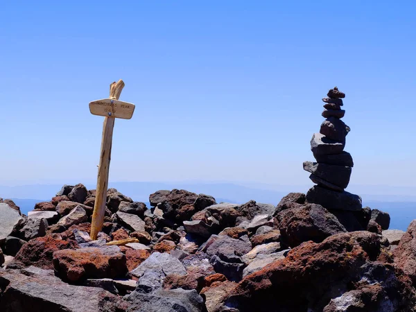 Houten Hoogtebord Top Van Humphrey Peak Als Hoogtepunt Arizona — Stockfoto