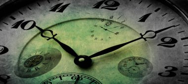 Saatin detaylı dokusu kayıp zamanı temsil eden geçen sürenin saat saat ölçümü