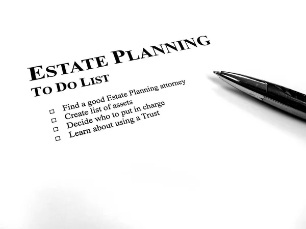 Written Estate Planning List Desk Pen — Stock fotografie