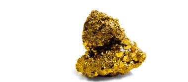 Boş vaatlerin beyaz arkaplan sembolü üzerinde Aptal Altın veya Demir Pyrite külçesini kapat