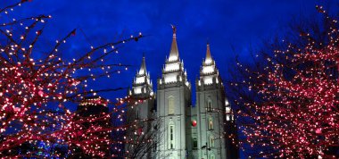 Tatillerde Salt Lake Şehir Tapınağı Noel Işıkları Dekorasyon İçin Ağaçlarda