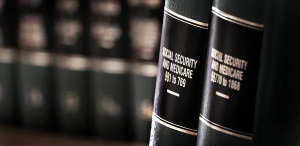 Társadalombiztosítási Medicaid Ellátások Jogi Könyvek Polcon — Stock Fotó