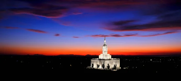 Pocatello Idaho Lds Mormon Latter Day Saint Temple Sunset Glowing — Stock Photo, Image