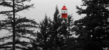 Vancouver British Columbia 'da beyaz ve kırmızı Atkinson deniz feneri