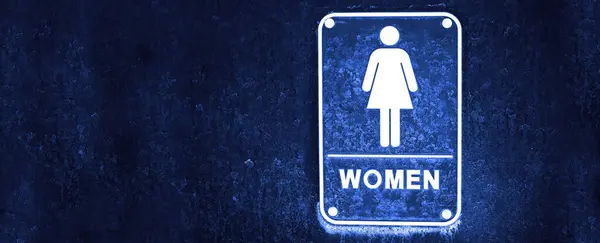 Women restroom sign blue dirty on bathroom door