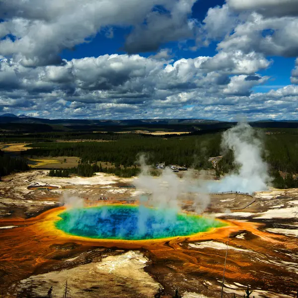 Grand Prizma Medencében Yellowstone Nemzeti Park Színek Jogdíjmentes Stock Képek