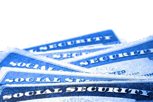 Cartões Segurança Social Para Identificação Aposentadoria Eua Fotografia De Stock