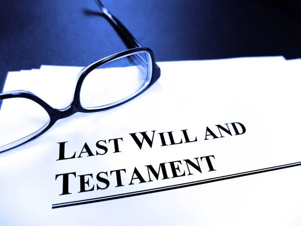 Probate Last Testament Estate Planning Documents Desk Glasses — Stock Photo, Image