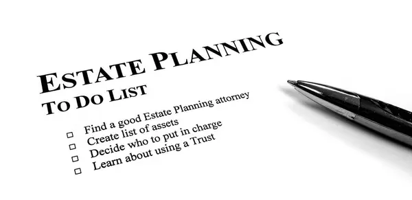 Written Estate Planning List Desk Pen Stock Fotografie
