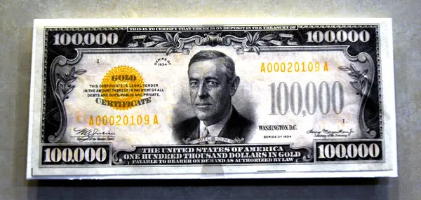 Сто Тысяч Долларов Купюра Американская Лицензионные Стоковые Фото